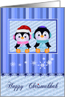 Chrismukkah, general, interfaith, adorable penguins in a frame card