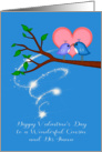 Valentine’s Day to Cousin and His Fiance, cute birds sharing a worm card