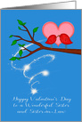 Valentine’s Day to Sister and Sister-in-Law with Birds Sharing a Worm card