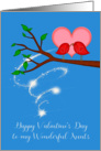 Valentine’s Day to Aunts, cute birds sharing a worm with a heart card