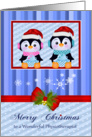 Christmas to Physiotherapist, adorable penguins holding presents card