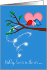 Valentine’s Day to Husband, adorable birds sharing a worm on a limb card