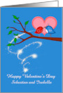 Valentine’s Day Custom Names with Adorable Birds Sharing a Worm card