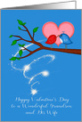 Valentine’s Day to Grandson and Wife with Adorable Birds and a Worm card