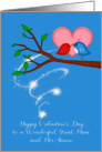Valentine’s Day to Great Niece and Fiance, birds with a worm card