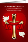 In remembrance of Fiancee on Valentine’s Day, religious, white doves card