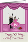Birthday to Dance Teacher, general, cute raccoon ballet dancers card