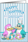 Easter to Daughter and Family with Penguins and a Basket of Eggs card
