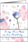 Birthday to Mum with Pretty Colorful Flowers on a White Background card
