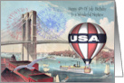 Birthday on the 4th Of July to Nephew Brooklyn Bridge with Fireworks card