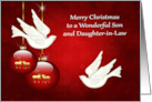 Christmas to Son and Daughter in Law with Ornaments and Doves card