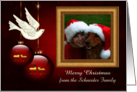 Christmas Custom Photo Card with Beautiful Ornaments and a Dove card