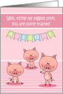 Congratulations on Potty Training Card with Piggies Tickled Pink card