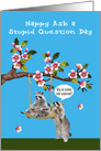 Ask a Stupid Question Day, September, raccoons with apple blossoms card