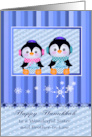Hanukkah to Sister and Brother in Law with Penguins Holding Presents card