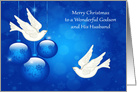 Christmas to Godson and Husband, beautiful ornaments with white doves card