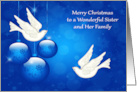 Christmas to Sister and Family with Beautifull ornaments and Doves card