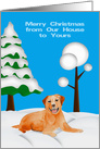 Christmas from Our House to Yours, Golden Labrador in the snow card