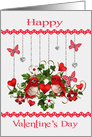Valentine’s Day, general, lovebirds with hearts and butterflies card