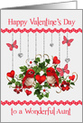 Valentine’s Day to Aunt, two lovebirds with hearts and butterflies card