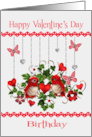 Birthday on Valentine’s Day with Beautiful Lovebirds and Butterflies card