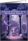 Invitations to Birthday Party, general, purple and white unicorn card