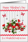 Valentine’s Day to Aunt-in-Law, lovebirds with hearts and butterflies card
