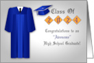 Congratulations on High School Graduation 2024 Card Male Blue Gown card