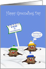 Groundhog Day with a Cute Groundhogs Wearing Winter Hats in Snow card