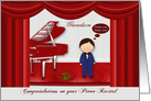 Congratulations on Piano Recital to Grandson with a Boy on a Stage card