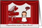 Congratulations on piano recital for female, young girl on a stage card