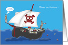 Belated Birthday, general, pirate theme, raccoons on a ship at sea card