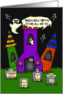 Halloween from All Of Us, A spooky house with humorous tombstones card