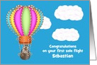 Congratulations on first solo hot air balloon flight custom name card