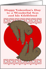 Valentine’s Day to Son and Girlfriend with Two Cute Sloths on a Heart card