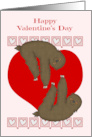 Valentine’s Day with Two Cute Sloths Hanging on a Big Red Heart card