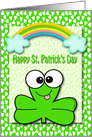St. Patrick’s Day, general, A cute three-leaf clover with a rainbow card