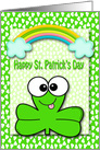 St. Patrick’s Day, general, A cute three-leaf clover with a rainbow card