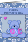 Mother’s Day from Child with a Cute Bear Holding a Love Sign card