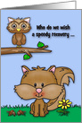 Get Well Card with a Squirrel with Acorns and a Wise Owl up on a Limb card