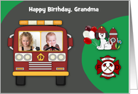 Birthday Photo Custom Relationship Firefighter Theme with Dalmatian card