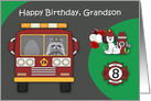 8th Birthday to Grandson with a Firefighter Theme and a Raccoon card