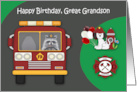 Birthday to Great Grandson Firefighter Theme with a Raccoon and a Dog card