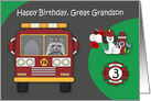 3rd Birthday to Great Grandson Firefighter Theme with a Raccoon card