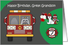 7th Birthday to Great Grandson Firefighter Theme with a Raccoon card