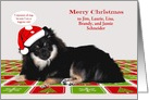 Christmas Custom Name For with a Pomeranian Wearing a Hat card