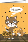 Happy Spring with a Cat Holding a Basket of Sunflowers on Polka Dots card