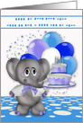 Birthday in Morse Code with an Elephant Holding a Cake and Balloons card