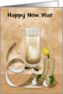 2026 New Year with a Fancy Glass of Champagne and a Lit Candle card