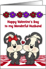 Valentine’s Day to Husband with Adorable Skunks Holding Hands card